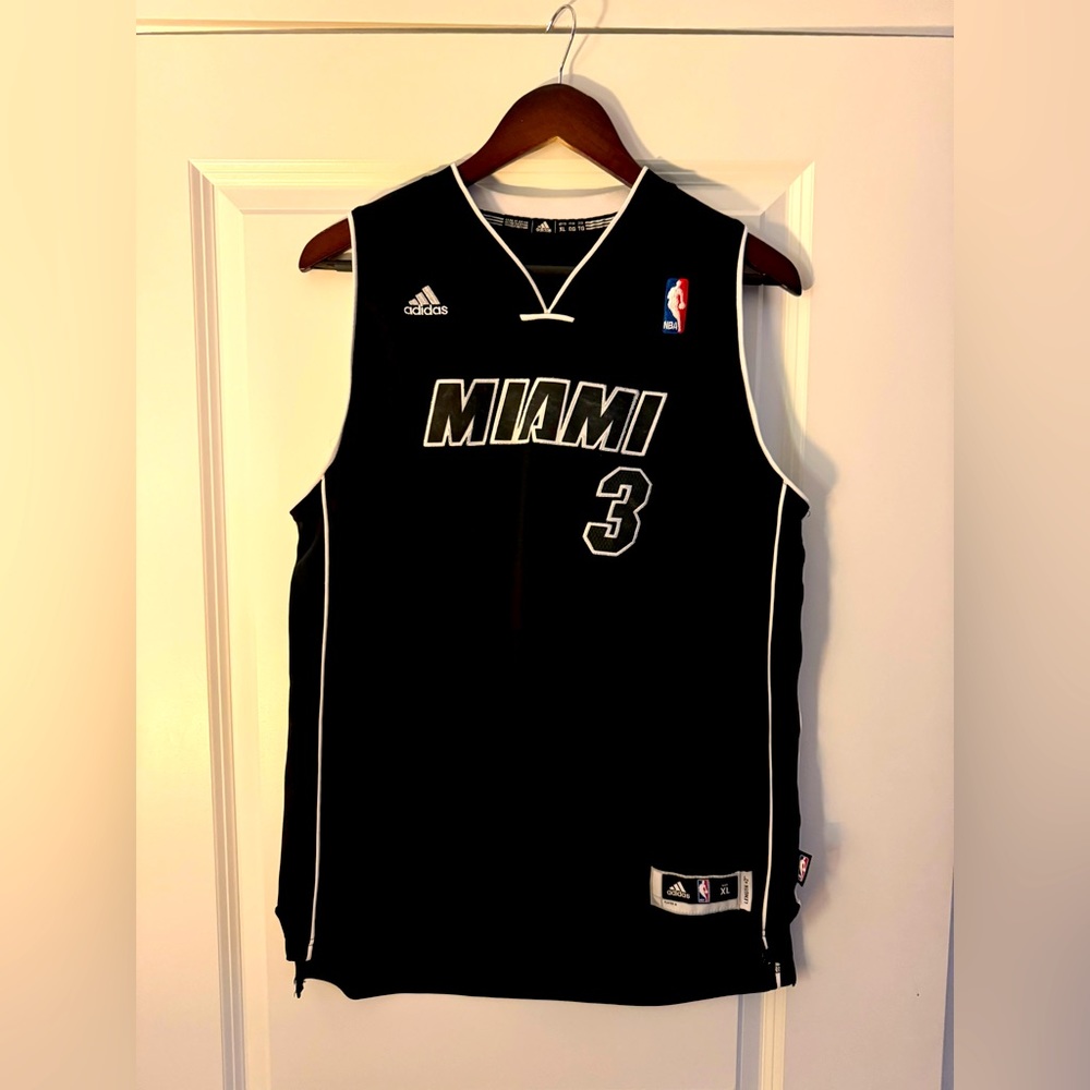 Vintage Adidas Dwayne Wade Black Miami Heat Jersey Size XL